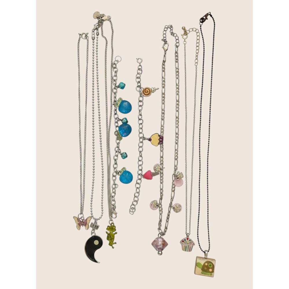 🍭 VTG Y2K KIDCORE CANDY APPLE YIN YANG CUPCAKE FROG BFF NECKLACE BRACELET LOT